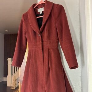 Slimming Hourglass A Frame Flare Rust Coat